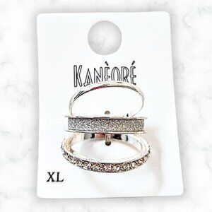 NWT Kanèoré Womens Set of 3 Silver Tone Stackable Rings Gemstones Size 10.5